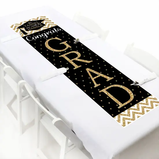 Big Dot of Happiness Gold Graduation Party Door Decoration - Vertical Banner {6}