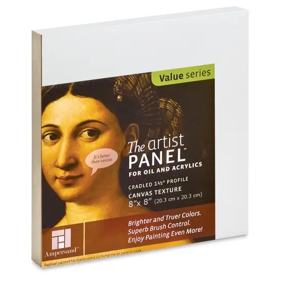 Ampersand Value Series Artist Panel - Textured, 8" x 8", 1-1/2" Cradle {1}