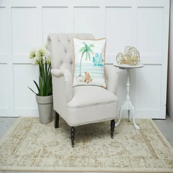 Life Is Better At The Beach Embroidered Throw Pillow, 18" x 18" {5}