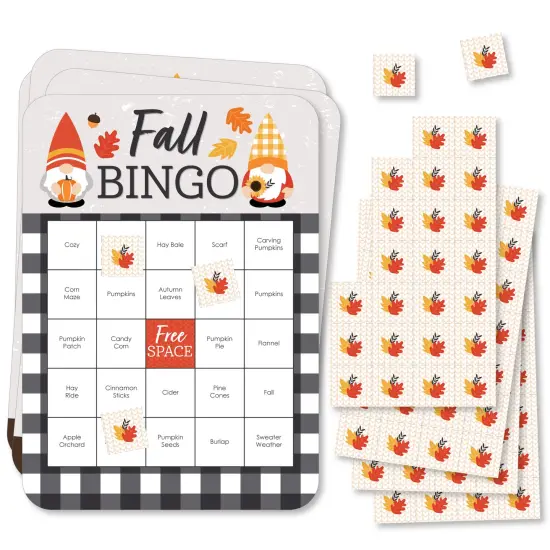 Big Dot of Happiness Fall Gnomes - Bingo Cards and Markers - Autumn Harvest Party Bingo Game - Set of 18 {1}