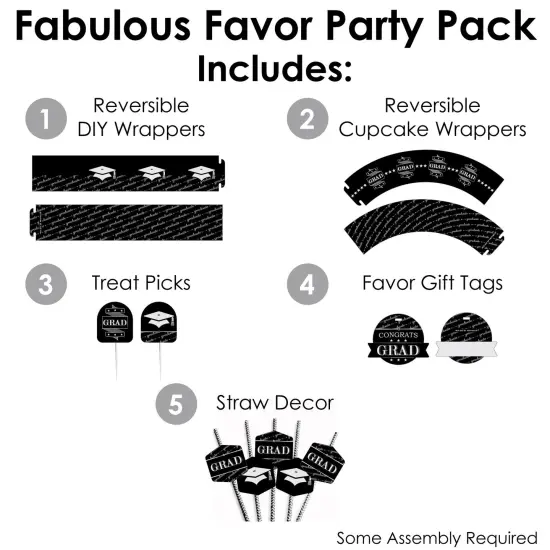 Big Dot of Happiness Graduation Cheers - Graduation Party Favors and Cupcake Kit - Fabulous Favor Party Pack - 100 Pieces {3}