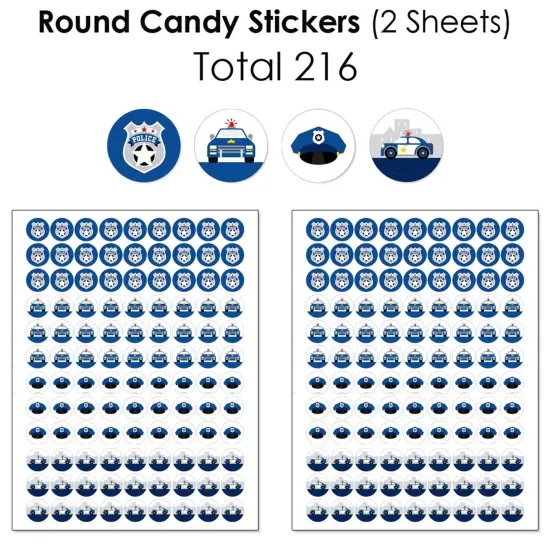 Big Dot of Happiness Calling All Units - Police - Cop Birthday Party or Baby Shower Candy Favor Sticker Kit - 304 Pieces {6}