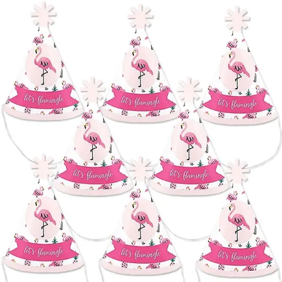 Big Dot of Happiness Pink Flamingo - Party Like a Pineapple - Tropical Summer Mini Cone Hats - Small Little Party Hats - Set of 8 {1}
