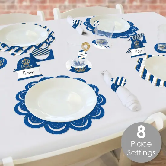 Big Dot of Happiness Royal Prince Charming - Baby Shower or Birthday Party Paper Charger and Table Decorations - Chargerific Kit - Place Setting for 8 {3}