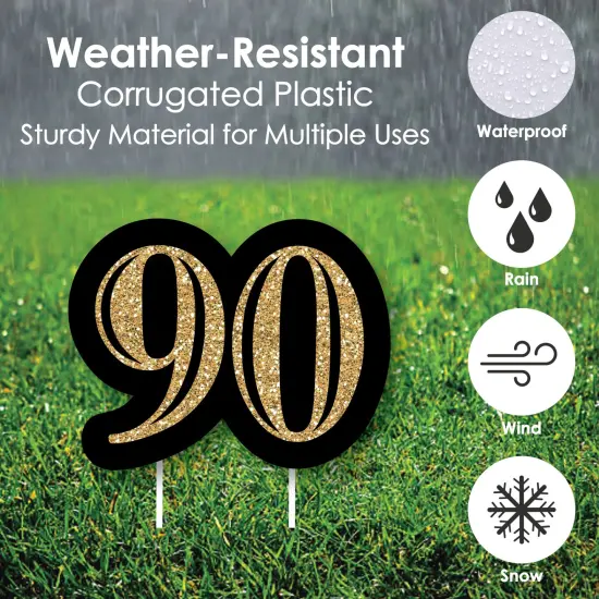 Big Dot of Happiness Adult 90th Birthday - Gold - Yard Sign and Outdoor Lawn Decorations - Happy Birthday Party Yard Signs - Set of 8 {4}