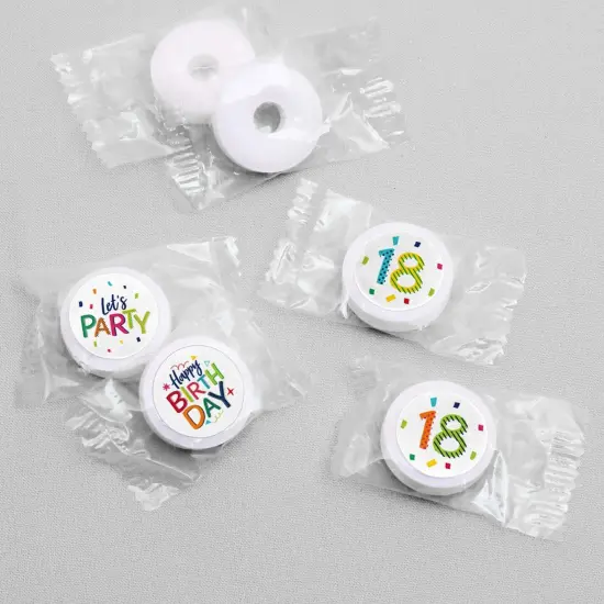 Big Dot of Happiness 18th Birthday - Cheerful Happy Birthday - Eighteenth Round Candy Sticker Favors - Labels Fits Chocolate Candy (1 sheet of 108) {4}