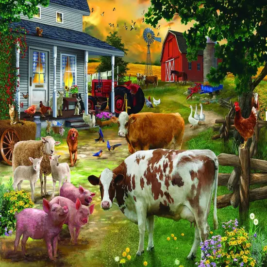 Sunsout Gathering in the Farm Yard 300 pc Jigsaw Puzzle 31994 {1}