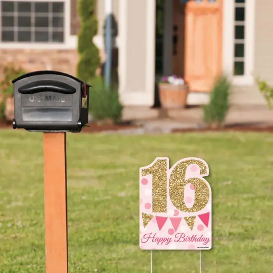 Big Dot of Happiness Sweet 16 - Outdoor Lawn Sign - 16th Birthday Party Yard Sign - 1 Piece {3}