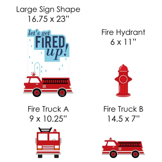 Big Dot of Happiness Fired Up Fire Truck - Yard Sign and Outdoor Lawn Decorations - Firefighter Baby Shower or Birthday Party Yard Signs - Set of 8 {7}