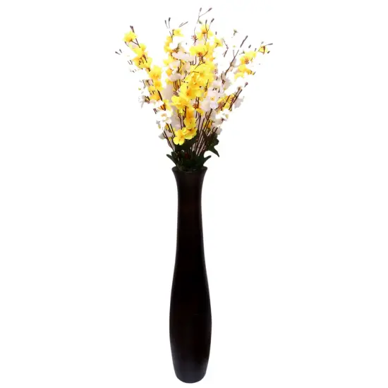 Brown Decorative Contemporary Mango Wood Curved Shaped Floor Vase, 30 Inch {1}