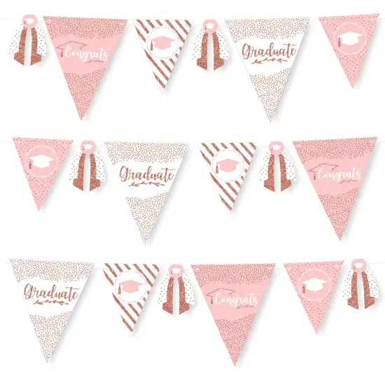 Big Dot of Happiness 30 Piece Rose Gold Graduation Party Pennant Triangle Banner {1}