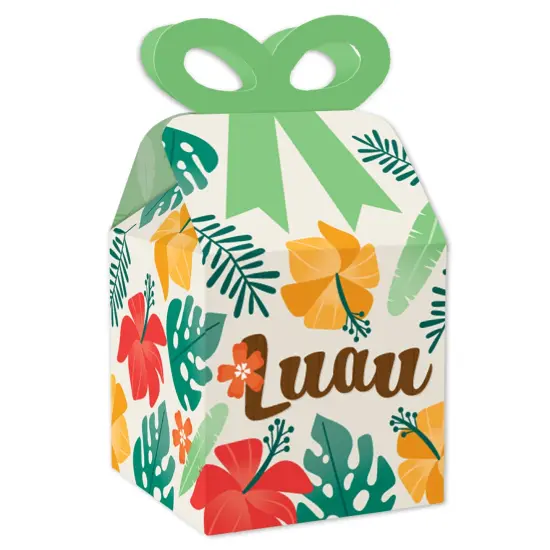 Big Dot of Happiness Tropical Luau - Square Favor Gift Boxes - Hawaiian Beach Party Bow Boxes - Set of 12 {1}
