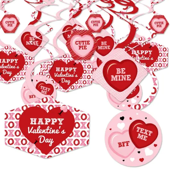 Big Dot of Happiness Conversation Hearts - Valentine's Day Party Hanging Decor - Party Decoration Swirls - Set of 40 {1}
