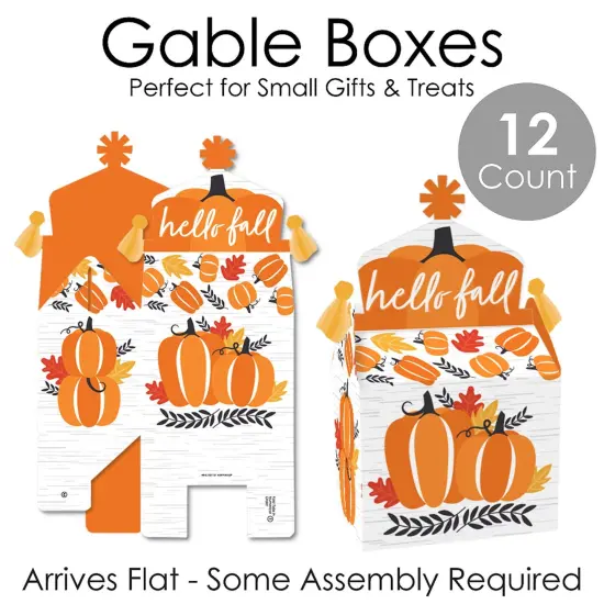 Big Dot of Happiness Fall Pumpkin - Treat Box Party Favors - Halloween or Thanksgiving Party Goodie Gable Boxes - Set of 12 {7}