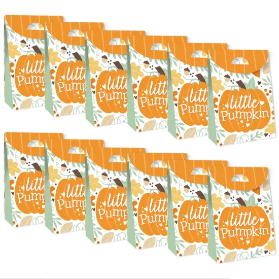 Big Dot of Happiness Little Pumpkin - Fall Birthday or Baby Shower Gift Favor Bags - Party Goodie Boxes - Set of 12 {6}