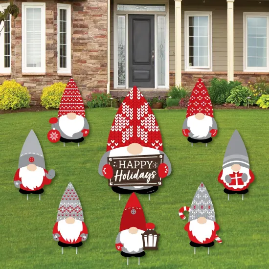 Big Dot of Happiness Christmas Gnomes - Yard Sign and Outdoor Lawn Decorations - Holiday Party Yard Signs - Set of 8 {1}