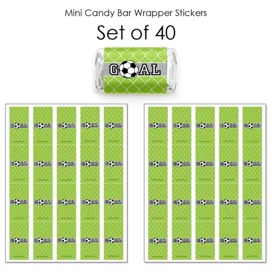 Big Dot of Happiness Goaaal - Soccer - Mini Candy Bar Wrapper Stickers - Baby Shower or Birthday Party Small Favors - 40 Count {4}