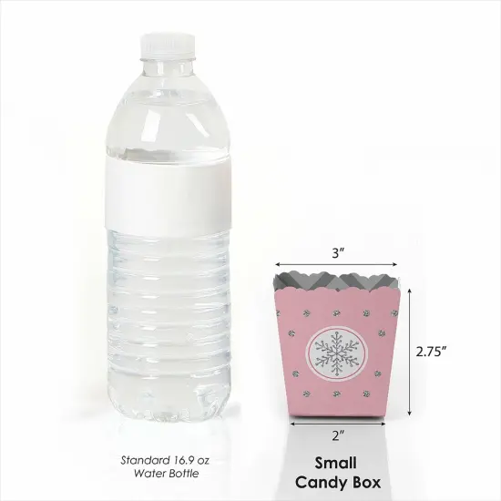 Big Dot of Happiness Pink Winter Wonderland - Party Mini Favor Boxes - Holiday Snowflake Birthday Party or Baby Shower Treat Candy Boxes - Set of 12 {3}