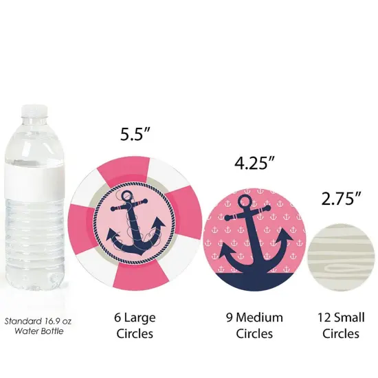 Big Dot of Happiness Ahoy - Nautical Girl - Baby Shower or Birthday Party Giant Circle Confetti - Party Decorations - Large Confetti 27 Count {4}