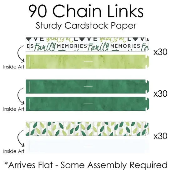 Big Dot of Happiness Family Tree Reunion - 90 Chain Links and 30 Paper Tassels Decoration Kit - Family Gathering Party Paper Chains Garland - 21 feet {7}