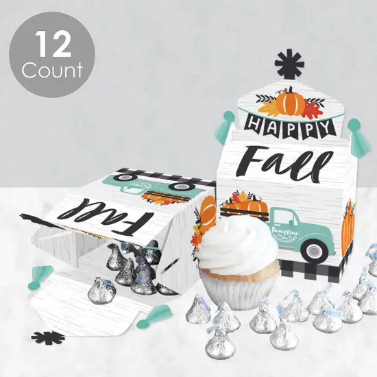 Big Dot of Happiness Happy Fall Truck - Treat Box Party Favors - Harvest Pumpkin Party Goodie Gable Boxes - Set of 12 {4}