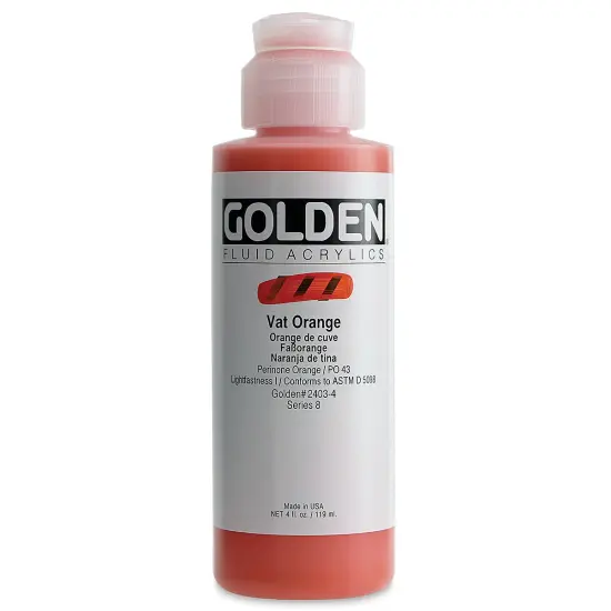 Golden Fluid Acrylics - Vat Orange, 4 oz bottle {2}