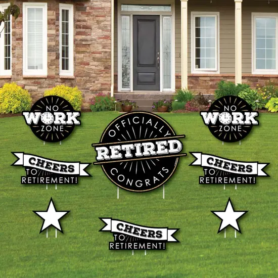 Big Dot of Happiness Happy Retirement - Yard Sign & Outdoor Lawn Decorations - Retirement Party Yard Signs - Set of 8 {1}