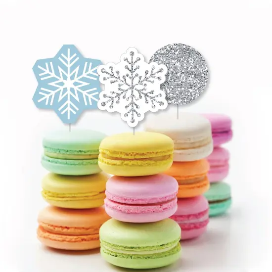 Big Dot of Happiness Winter Wonderland - Dessert Cupcake Toppers - Snowflake Holiday Party and Winter Wedding Clear Treat Picks - Set of 24 {6}