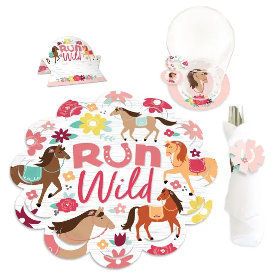 Big Dot of Happiness Run Wild Horses - Pony Birthday Party Paper Charger and Table Decorations - Chargerific Kit - Place Setting for 8 {1}