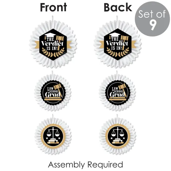 Big Dot of Happiness Law School Grad - Hanging Future Lawyer Graduation Party Tissue Decoration Kit - Paper Fans - Set of 9 {7}