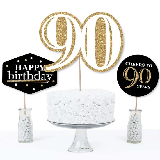 Big Dot of Happiness Adult 90th Birthday - Gold - Birthday Party Centerpiece Sticks - Table Toppers - Set of 15 {4}