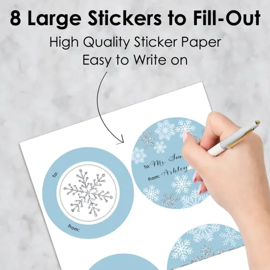 Big Dot of Happiness Winter Wonderland - Round Snowflake Holiday Party and Winter Wedding To and From Gift Tags - Large Stickers - Set of 8 {6}