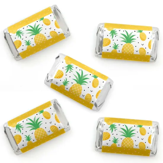 Big Dot of Happiness Tropical Pineapple - Mini Candy Bar Wrapper Stickers - Summer Party Small Favors - 40 Count {1}