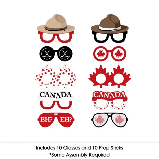 Big Dot of Happiness Canada Day Glasses - Paper Card Stock Canadian Party Photo Booth Props Kit - 10 Count {4}