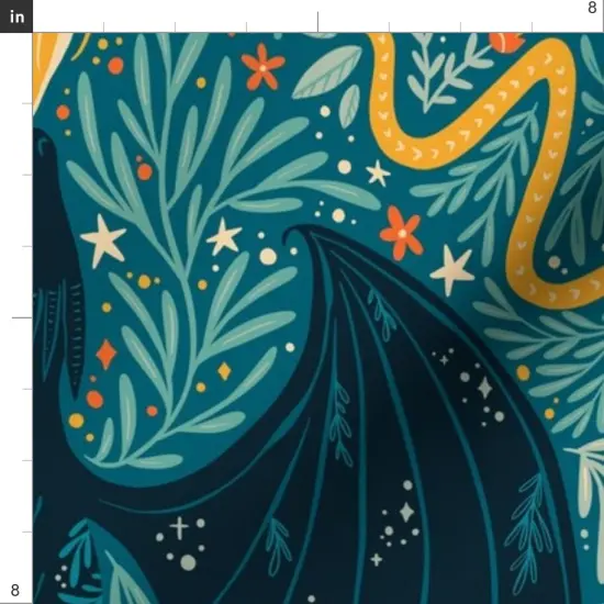 Various Fabrics by the Yard or Fat Quarter Folk Dragons Fairy Tale Botanical Kids Room Magical Jackalopes Maximalist Custom Printed Fabric by Spoonflower {4}