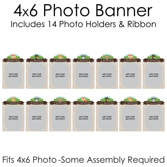 Big Dot of Happiness 1st Birthday Woodland Creatures - DIY First Birthday Party Decor - 1-12 Monthly Picture Display - Photo Banner {6}