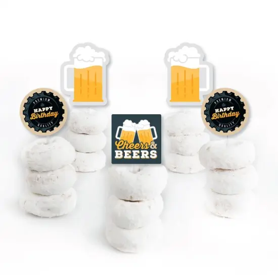 Big Dot of Happiness Cheers and Beers Happy Birthday - Dessert Cupcake Toppers - Birthday Party Clear Treat Picks - Set of 24 {3}