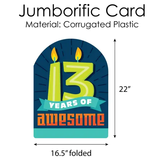 Big Dot of Happiness Boy 13th Birthday - Happy Official Teenager Birthday Giant Greeting Card - Big Shaped Jumborific Card {6}