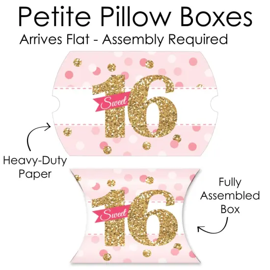 Big Dot of Happiness Sweet 16 - Favor Gift Boxes - 16th Birthday Party Petite Pillow Boxes - Set of 20 {7}