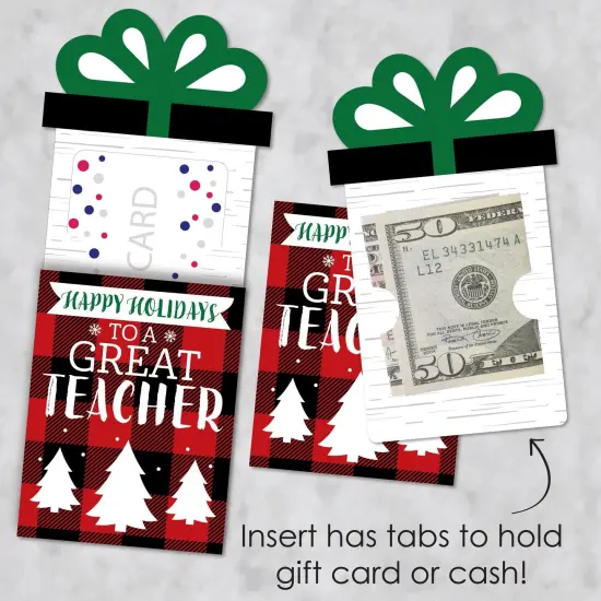 Big Dot of Happiness Plaid Teacher Appreciation&nbsp;- Holiday and Christmas Gifts&nbsp;Money and Gift Card Sleeves - Nifty Gifty Card Holders - 8 Ct {4}