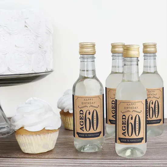 Big Dot of Happiness 60th Milestone Birthday - Mini Wine and Champagne Bottle Label Stickers - Birthday Party Favor Gift for Women and Men - Set of 16 {4}