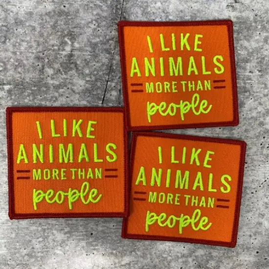 Patch Party Club &ldquo;I Like Animals More Than People&rdquo; Iron-On Embroidered Patch, Size 2.85&rdquo; {3}