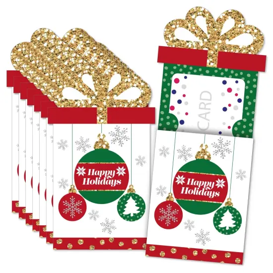 Big Dot of Happiness Ornaments - Holiday and Christmas Party Money and Gift Card Sleeves - Nifty Gifty Card Holders - 8 Ct {1}