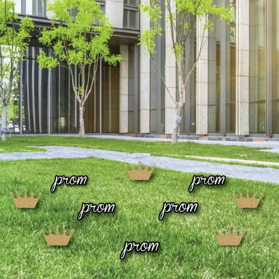 Big Dot of Happiness Prom - Crown Lawn Decorations - Outdoor Prom Night Party Yard Decorations - 10 Piece {3}