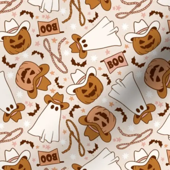 Various Fabrics by the Yard or Fat Quarter Cowboy Halloween Spooky Pumpkin Vintage Retro Western Fall Custom Printed Fabric by Spoonflower {7}