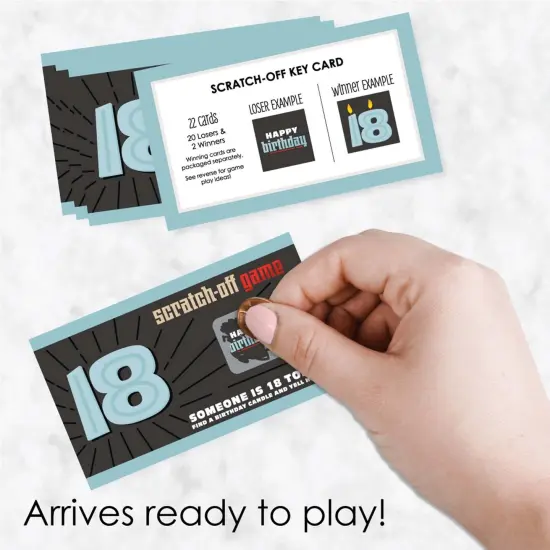 Big Dot of Happiness Boy 18th Birthday - Eighteenth Birthday Party Game Scratch Off Cards - 22 Count {3}