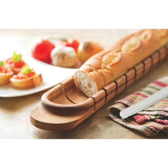 Fox Run Acacia Hardwood Baguette Miter Easy Loaf Slicing Guide {4}