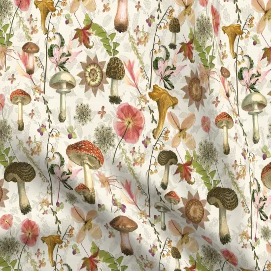 Various Fabrics by the Yard or Fat Quarter Vintage Style Floral Victorian Flowers Nature Poppies Romantic Botanical Woods mushrooms Toadstool Custom Printed Fabric by Spoonflower {5}