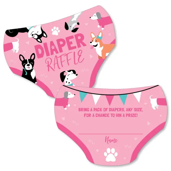 Big Dot of Happiness Pawty Like a Puppy Girl - Diaper Shaped Raffle Ticket Inserts - Pink Dog Baby Shower Activities - Diaper Raffle Game - Set of 24 {1}