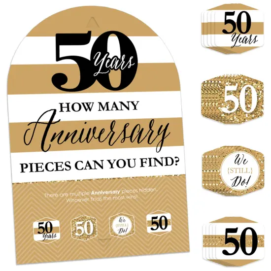 Big Dot of Happiness We Still Do - 50th Wedding Anniversary - Anniversary Party Scavenger Hunt - 1 Stand and 48 Game Pieces - Hide and Find Game {1}